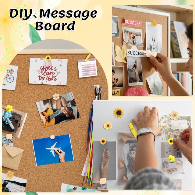 Alt view image 6 of 7 - 78 Pieces Push Pins Set Cute Thumb Tacks Decorative Flower Push Pins for Wall Cork Board Bulletin Boards with Storage Box(Yellow Style)