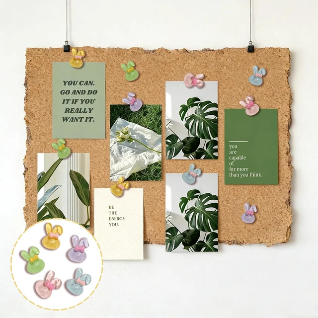 Alt view image 2 of 6 - 50 PCS Cute Rabbit Push Pins,Animals Push Pins, Fun Thumbtack, Decorative Thumb Tacks for Bulletin Board Cork Board, Reusable&Cute Wall Decor.