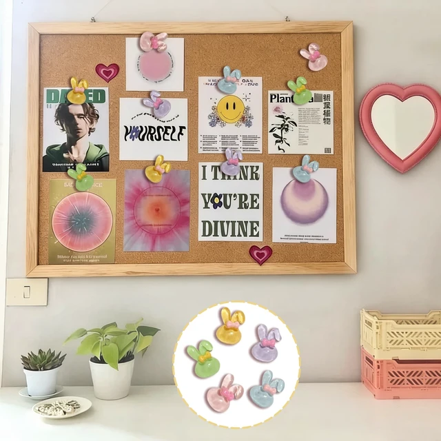 Alt view image 3 of 6 - 50 PCS Cute Rabbit Push Pins,Animals Push Pins, Fun Thumbtack, Decorative Thumb Tacks for Bulletin Board Cork Board, Reusable&Cute Wall Decor.