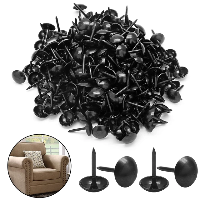 Alt view image 2 of 7 - 200 Pcs Metal Upholstery Tacks, Thumb Tacks, Black, 13mm×7.5mm