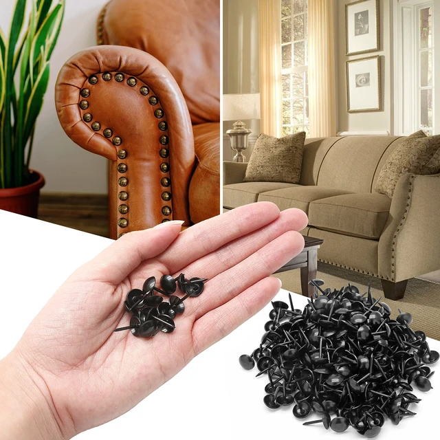 Alt view image 7 of 7 - 200 Pcs Metal Upholstery Tacks, Thumb Tacks, Black, 13mm×7.5mm