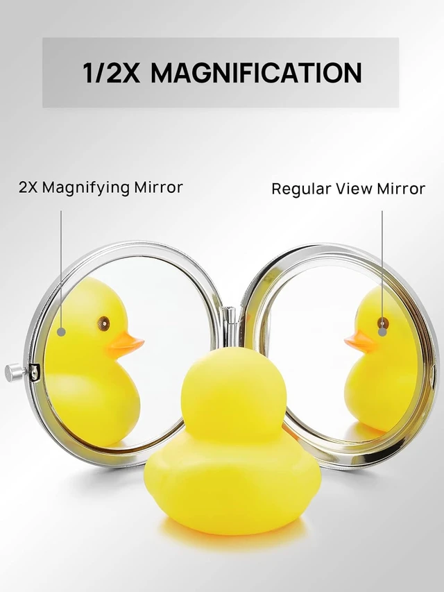 Alt view image 3 of 6 - Compact Mirror, 1x/2x Magnification Pocket Mirror, Silver