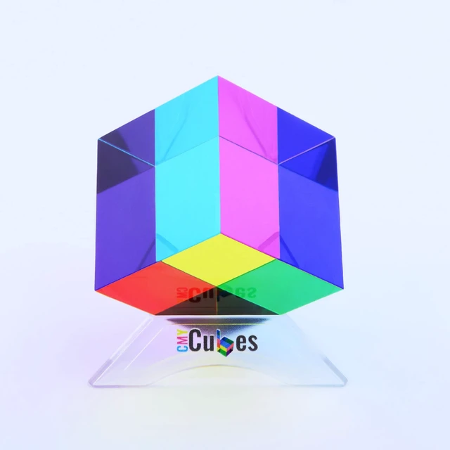 Alt view image 3 of 3 - CMY Cubes Crystal Clear Display Stand - Cube Stand Pedestal for Displaying, Exploring & Showcasing Your Prism Cube Holder & Storage Stand