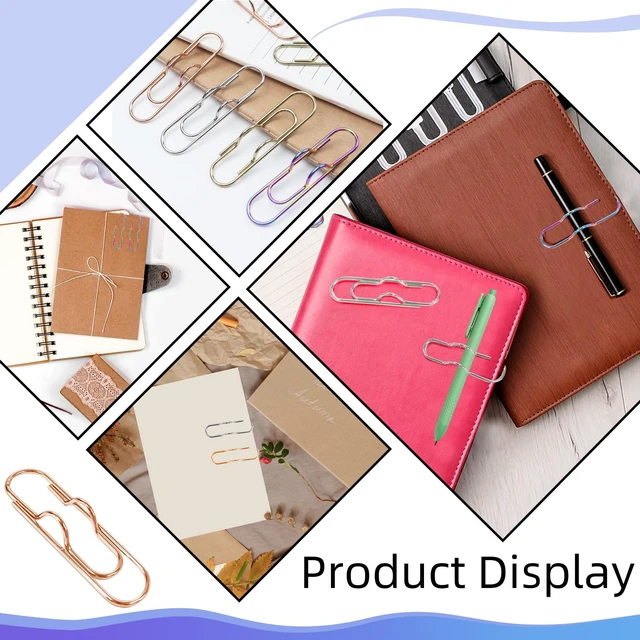 Alt view image 3 of 7 - 12 Pack Metal Pen Clips, Portable Pen Holders for Notebook Stainless Steel Paper Clip, Pencil Holder Clip for Journals,Calendars, Office School SuppliesSupplies(Gold/Rose/Silver/Iridescent Color)