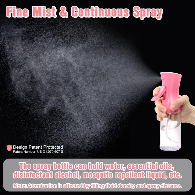 Alt view image 5 of 6 - Spray Bottle,Fine Mist Spray for Hair,Ultra-Fine Continuous Spray Bottle for Skincare,Plant Care,Pet Grooming,Cleaning, Refillable Spray Container,Christmas Gift (1Pcs Light Pink 6.8oz)