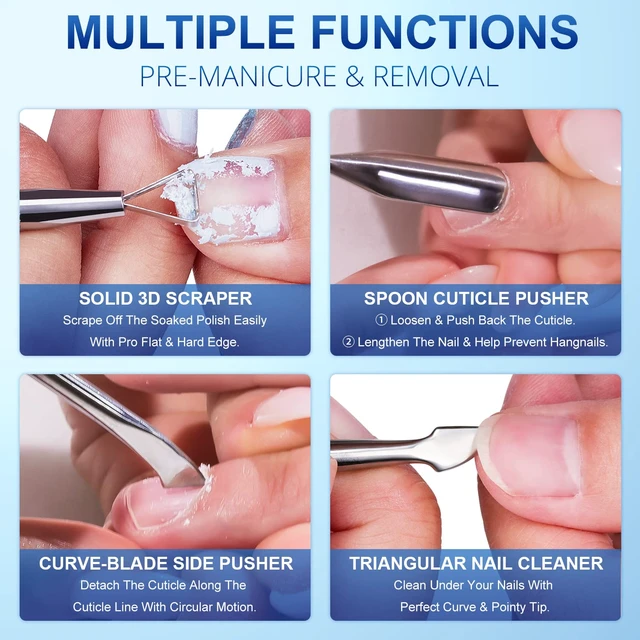 Alt view image 6 of 7 - 2PCS Metal Silver Cuticle Pusher Tool and Scraper Nail Pusher