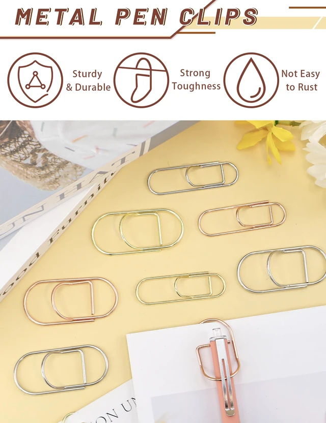 Alt view image 5 of 6 - 12 Pcs Metal Pen Clips, Colorful Pen Holder Clips for Notebook Journal and Book, Paper Clips Bookmarks for Students, Professionals, and Teachers (2 Sizes)