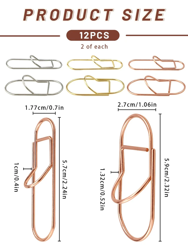 Alt view image 6 of 6 - 12 Pcs Metal Pen Clips, Colorful Pen Holder Clips for Notebook Journal and Book, Paper Clips Bookmarks for Students, Professionals, and Teachers (2 Sizes)