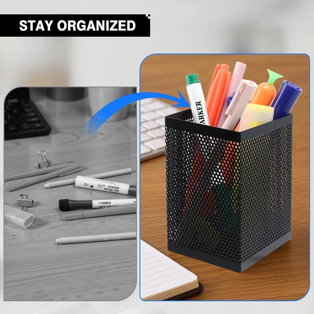 Alt view image 4 of 6 - Comix Mesh Pen Holder, Desk Organizer for Home Office, Black