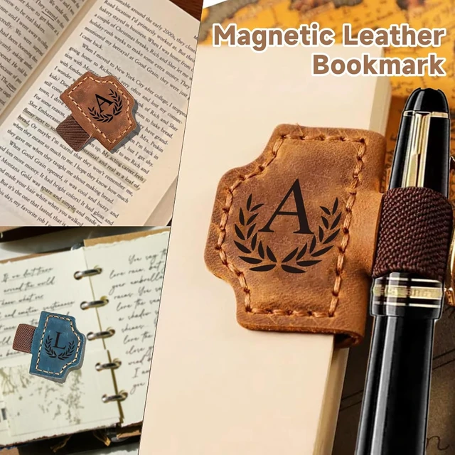 Alt view image 4 of 7 - Bygone Mark Personalized Magnetic Leather Bookmark with Pen Holder, Magnetic Cross Bookmark, Christian Book Lovers Reading Accessory, Marker for Book Lovers Men Women (Red, Cross)