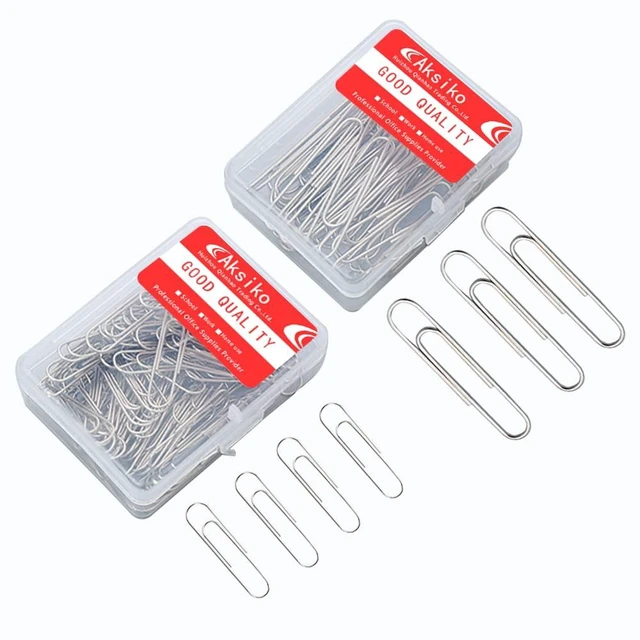 Main image of 220pcs Silver Paper Clips, Medium and Jumbo Size (1.3 inch & 2 inch) Office Paperclips - with Storage Box in Each Size for Easy Storage