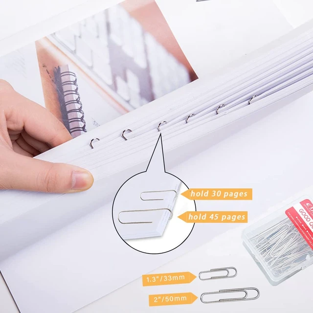 Alt view image 6 of 6 - 220pcs Silver Paper Clips, Medium and Jumbo Size (1.3 inch & 2 inch) Office Paperclips - with Storage Box in Each Size for Easy Storage