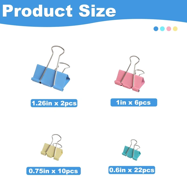 Alt view image 3 of 7 - 40PCS Colorful Binder Clips,Assorted Sizes Metal Paper Clips