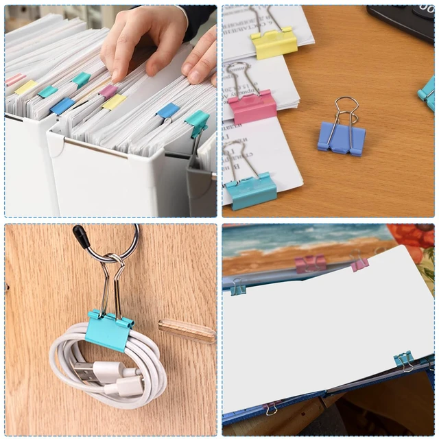 Alt view image 7 of 7 - 40PCS Colorful Binder Clips,Assorted Sizes Metal Paper Clips