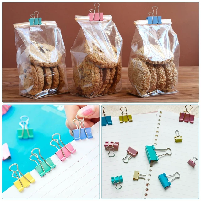 Alt view image 6 of 7 - 40PCS Colorful Binder Clips,Assorted Sizes Metal Paper Clips