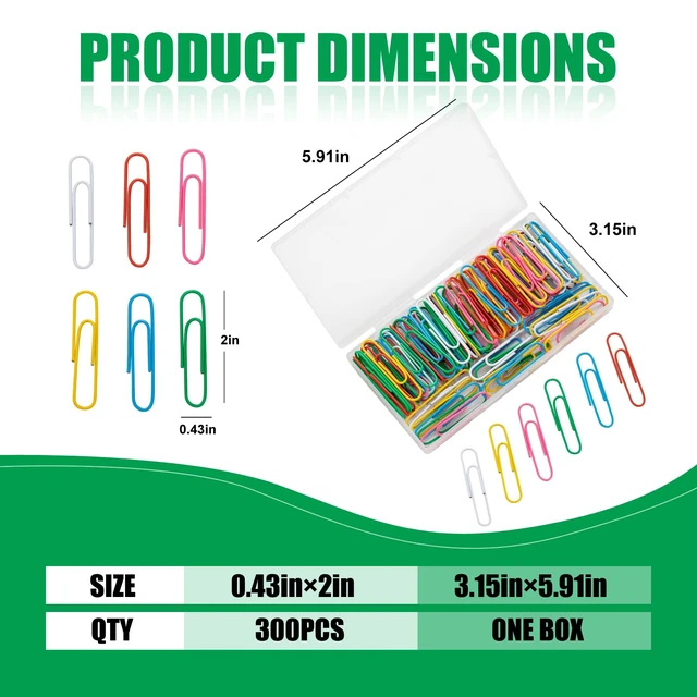 Alt view image 5 of 5 - 110 Pcs 2 Inch Colorful Paper Clips, Assorted Colored Coated Jumbo Reusable Big Paperclips, Durable and Rustproof, Large Colored Paperclips for Office School Document Organizing