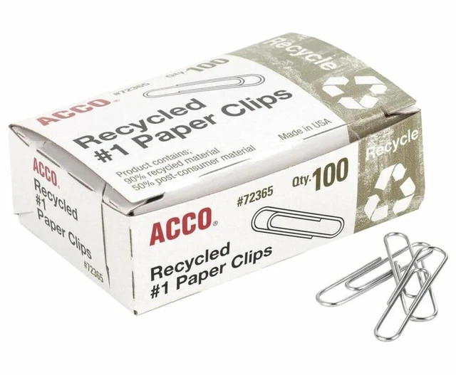 Main image of Acco Recycled #1 Paper Clips, 100 Count (A7072365A)