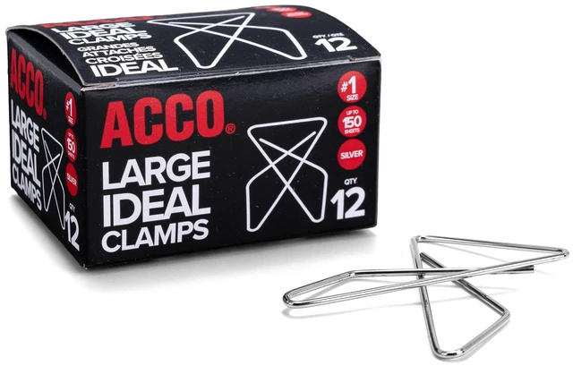 Main image of ACCO Brands Ideal Paper Clamp (Butterfly Clamp), Smooth Finish, No.1 Size (Large), 12/Box (A7072610)