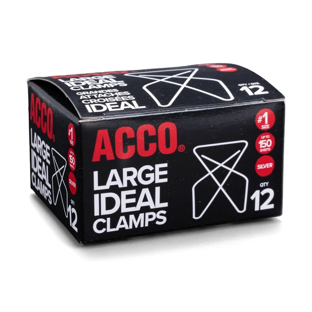 Alt view image 2 of 4 - ACCO Brands Ideal Paper Clamp (Butterfly Clamp), Smooth Finish, No.1 Size (Large), 12/Box (A7072610)