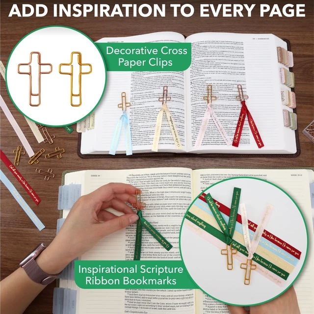 Alt view image 3 of 6 - Mr. Pen- Cross Paper Clips with Ribbons Set, 90 Pack, Bible Study Supplies