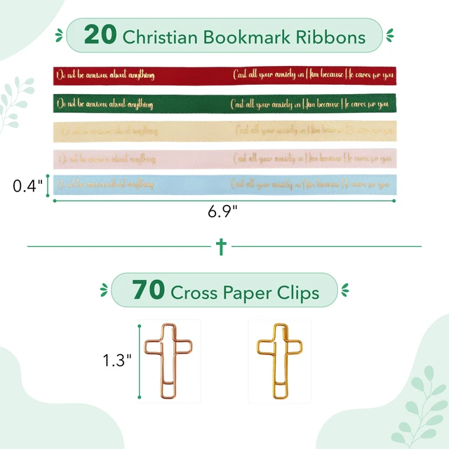 Alt view image 2 of 6 - Mr. Pen- Cross Paper Clips with Ribbons Set, 90 Pack, Bible Study Supplies