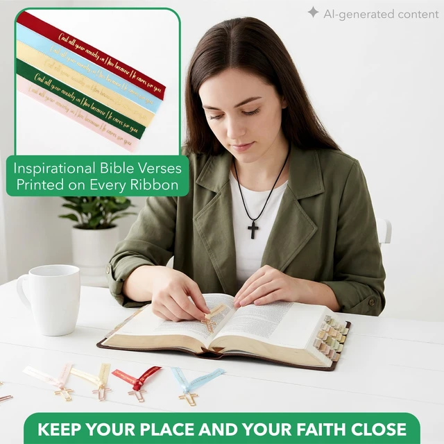 Alt view image 5 of 6 - Mr. Pen- Cross Paper Clips with Ribbons Set, 90 Pack, Bible Study Supplies
