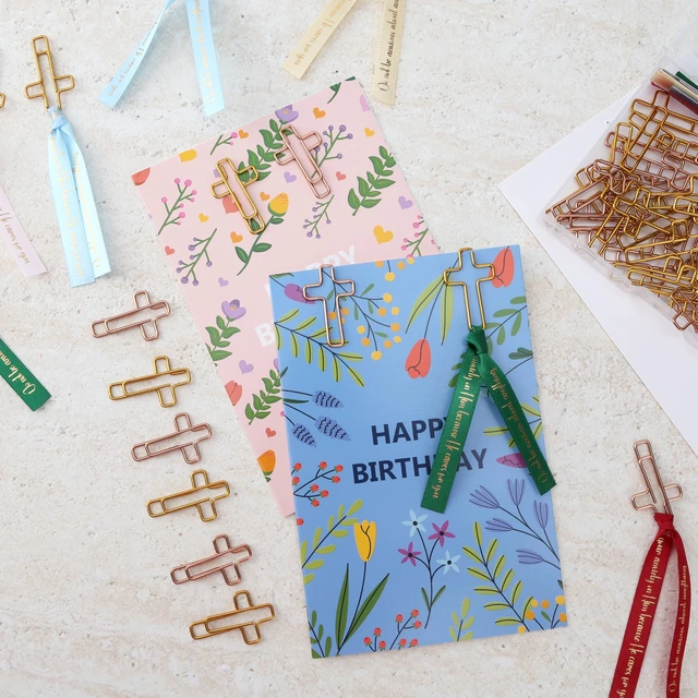 Alt view image 6 of 6 - Mr. Pen- Cross Paper Clips with Ribbons Set, 90 Pack, Bible Study Supplies