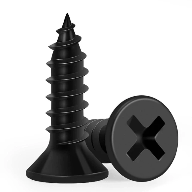 Main image of Wood Screws 1/2 Inch, FIXLINK Premium Flat Head Phillips Black Wood Screws 135 PCS, Self Tapping Electrophoresis in Indoor Furniture, Woodworking (#6 x 1/2")