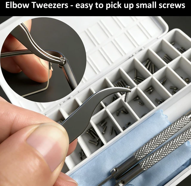 Alt view image 6 of 7 - Magnetic Eyeglass Repair Kit with Precision Screwdrivers, 21Size Eyeglass Screws, Nuts, Washers, Tweezers, Nose Pads & Microfiber Cloth for Sunglasses, Reading Glasses & Safety Goggles