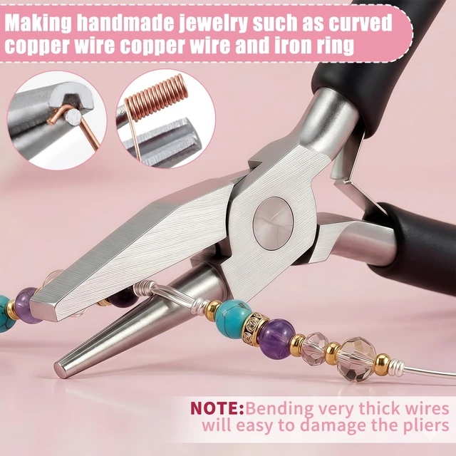 Alt view image 5 of 7 - 5 Inch Concave Round Nose Plier, Carbon Steel Jewelry Plier with Non-Slip Handle for Wire Looping Bending and DIY Jewelry Making, Black