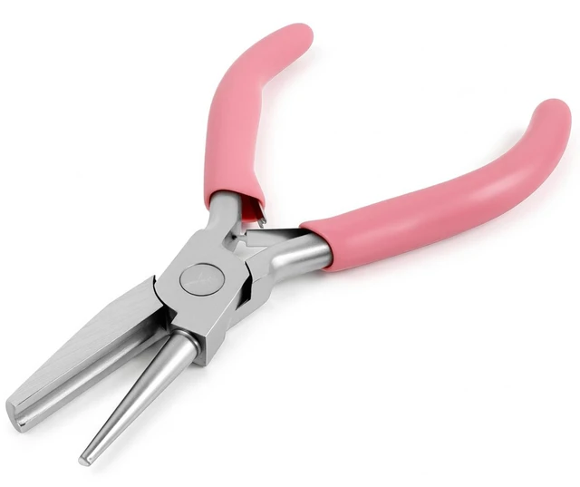 Main image of 5 Inch Concave Round Nose Plier, Carbon Steel Jewelry Plier with Non-Slip Handle for Wire Looping Bending and DIY Jewelry Making, Pink