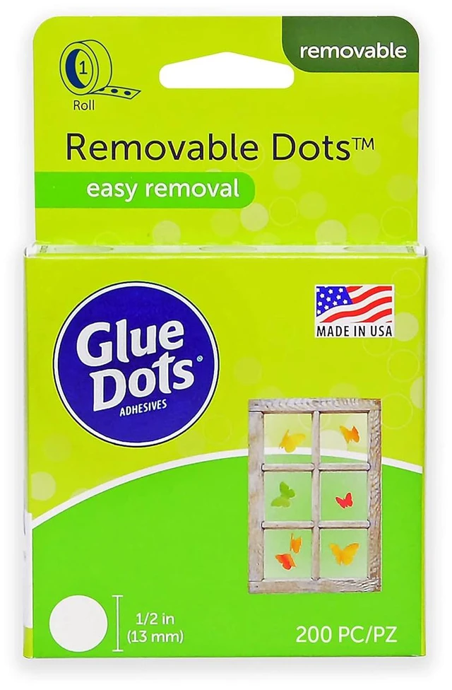 Main image of Glue Dots, Removable Dots, Double-Sided, 1/2", .5 Inch, 200 Dots, DIY Craft Glue Tape, Sticky Adhesive Glue Points, Liquid Hot Glue Alternative, Clear