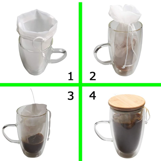 Alt view image 4 of 6 - 1 Pack Cold Brew Coffee Bag,120 Micro Food Grade Nylon Ultra Fine Mesh, 8.6x5 inch Reusable Cold Brew Coffee Filter with Seamless Bottom, Coffee Maker
