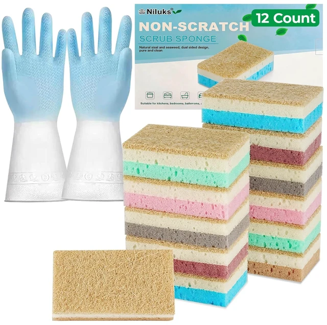Main image of 12 Pack Natural Non Scratch Scrub Sponge, Sponges Kitchen, Dish Sponge