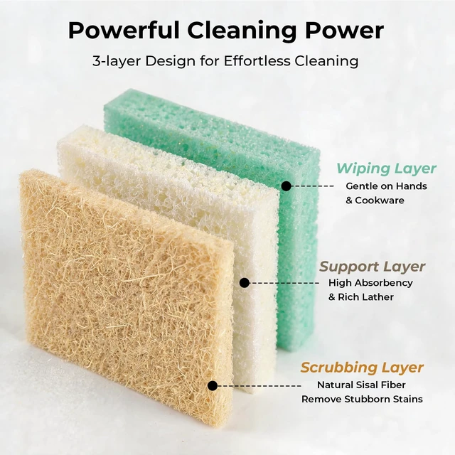 Alt view image 3 of 7 - 12 Pack Natural Non Scratch Scrub Sponge, Sponges Kitchen, Dish Sponge