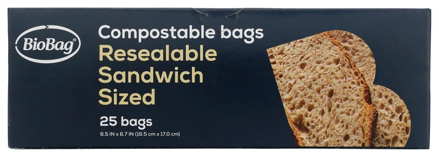 Alt view image 5 of 6 - BioBag 100% Certified Compostable Resealable Sandwich Bags, 25 Count, Perfect for Lunches, Snacks, and On The Go Green