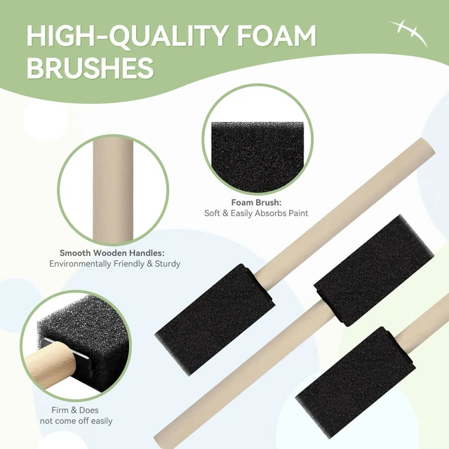 Alt view image 5 of 7 - 20 Pcs Foam Paint Brushes, 1'' Sponge Paint Brush, Foam Brushes for Painting, Craft, Staining, Varnish, Touch Up