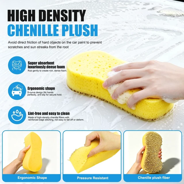 Alt view image 6 of 6 - 2Pack Large Car Wash Sponge - Car Cleaning Sponges for Car Cleaning, Kitchen, Bathroom and Household Cleaning