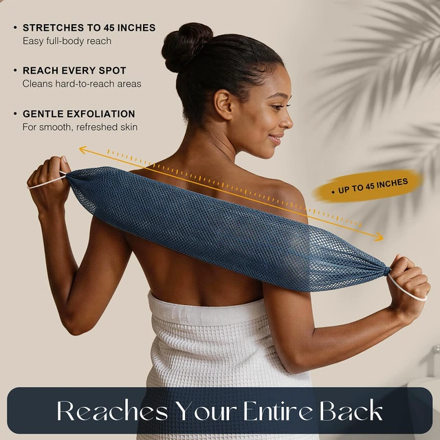 Alt view image 2 of 7 - Yoget African Net Sponge 2 Pack, 45 Inch Long Back Scrubber for Shower
