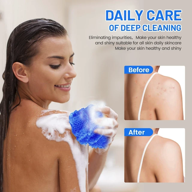 Alt view image 5 of 7 - ZOCY African Net Sponge, Authentic Exfoliating Body Scrubber for Bath and Shower, Multiple Textures with Gentle Deep Exfoliating and Rich Lather for All Skins (Blue)