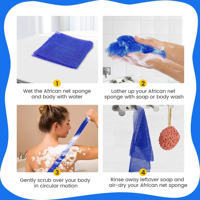 Alt view image 7 of 7 - ZOCY African Net Sponge, Authentic Exfoliating Body Scrubber for Bath and Shower, Multiple Textures with Gentle Deep Exfoliating and Rich Lather for All Skins (Blue)