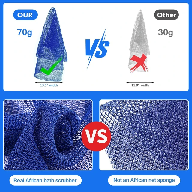 Alt view image 2 of 7 - ZOCY African Net Sponge, Authentic Exfoliating Body Scrubber for Bath and Shower, Multiple Textures with Gentle Deep Exfoliating and Rich Lather for All Skins (Blue)