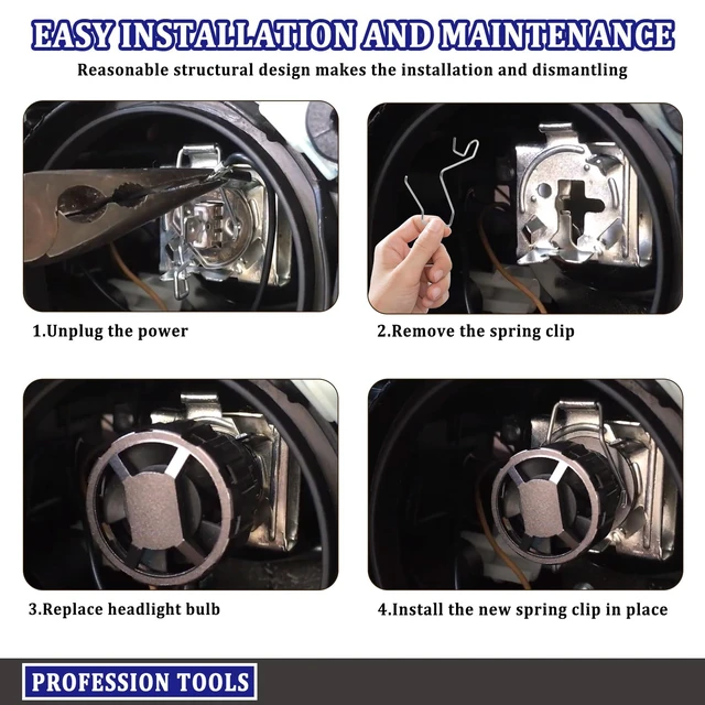 Alt view image 5 of 6 - 9PCS Bulb Retaining Spring Clamp,Stainless Steel 9 Size H1 H3 H4 H7 Headlight Bulb Retaining Spring Clips,Universal Headlight Bulbs Clips for Stable Bulbs Support and Fixation (9PCS)