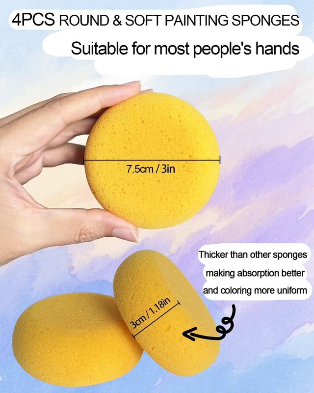 Alt view image 6 of 6 - WAFJAMF 4 Pcs 3 Inch Round Painting Sponge Artist Pottery Clay Art Crafts