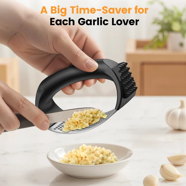 Alt view image 6 of 7 - Garlic Press,Stainless Steel Garlic Mincer Crusher,Easy to Use and Clean,Ergonomic Handle,Easy Kitchen Gadget for Effortless Smashing,Kitchen Essentials,Home and Kitchen Utensils Accessories,Cooking