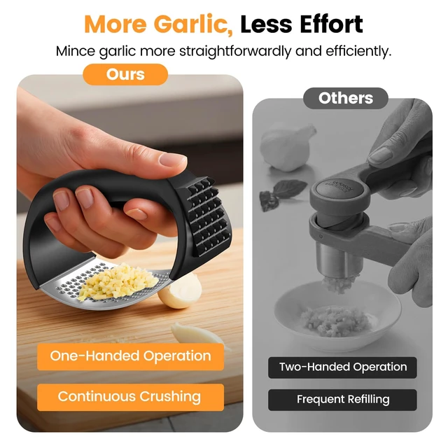 Alt view image 3 of 7 - Garlic Press,Stainless Steel Garlic Mincer Crusher,Easy to Use and Clean,Ergonomic Handle,Easy Kitchen Gadget for Effortless Smashing,Kitchen Essentials,Home and Kitchen Utensils Accessories,Cooking