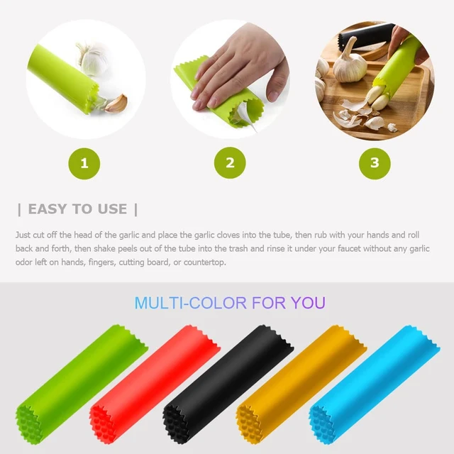 Alt view image 3 of 7 - Garlic Peeler Silicone Garlic Skin Remover Roller Garlic Tube Rollers Skin Remover, Garlic Roller Peeling Tube Tool for Useful Kitchen Tools (Black)
