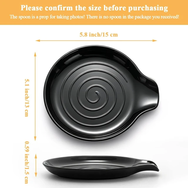 Alt view image 6 of 7 - Homquen Spoon Rest, Spoon Holder for Stove Top, Plastic Kitchen Spoon Rest for Kitchen Counter, Spatula Holder, Kitchen Gadget Holder for Ladles, Tongs, Cooking Spatula, 5.8x5.1 Inch (Black)