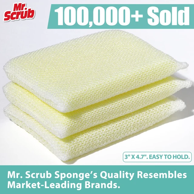 Alt view image 5 of 6 - Mr. Scrub All-Purpose Sponges, Non Scratch, for Washing and Cleaning Dishes, Premium Scrub and Scrubbers, 12 Pads, Ideal for Kitchen, Bathroom