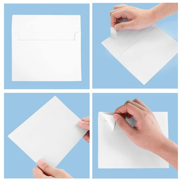 Alt view image 5 of 5 - 50 Pack 4x6 White A4 Envelopes - Self Seal for Weddings, Invitations, Greeting Cards, Mailing, Photos
